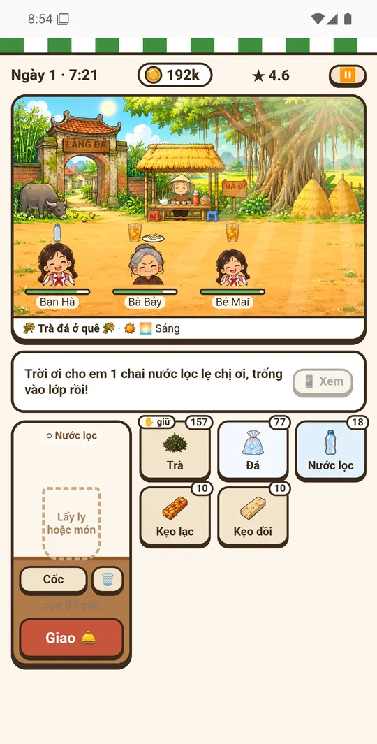 Bán trà đá ở làng quê, mèo ngủ dưới gốc đa